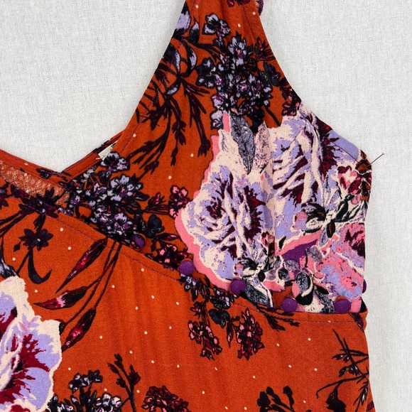 FREE PEOPLE Dress Womens Medium Purple Lauria Slip Mini Floral Print Rust NWT - Picture 8 of 16
